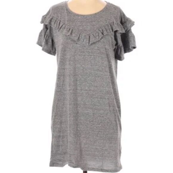 PAIGE | NEW Adalie Short Sleeve Ruffle Dress Heathered Gray Women’s Size X-Small - Picture 2 of 14